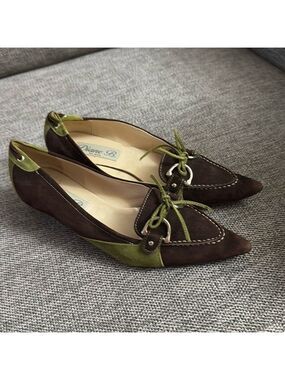 Women’s Diane B Milano Suede Green Brown Shoes Vintage Italy 38.5 Used
